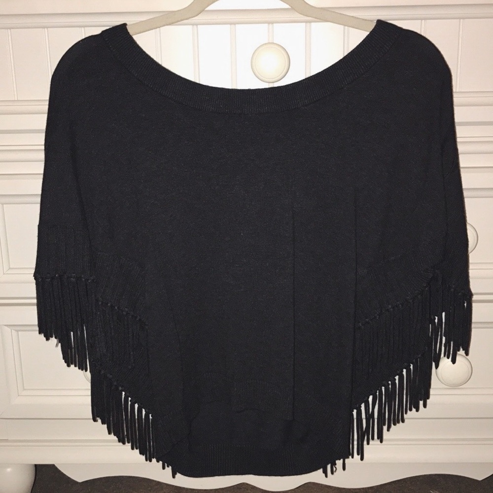 Central Park West- gray fringe sweater, size XS
